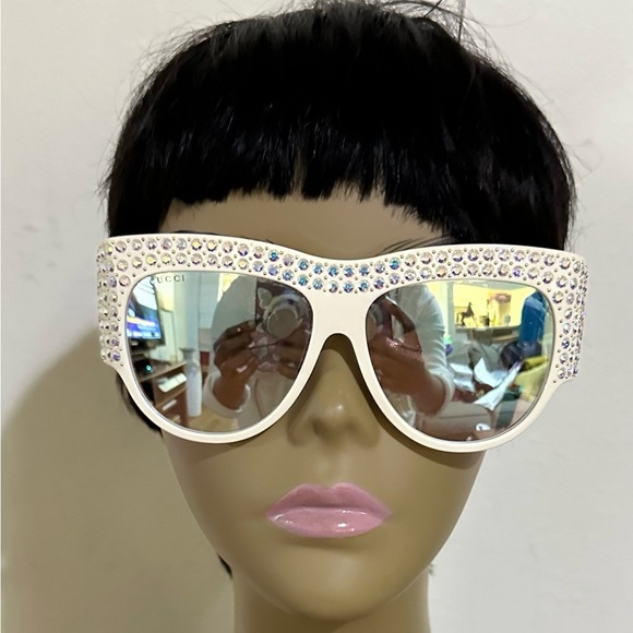 GUCCI GG 135mm Crystal mirror Off white Oversized Sunglasses main image 11